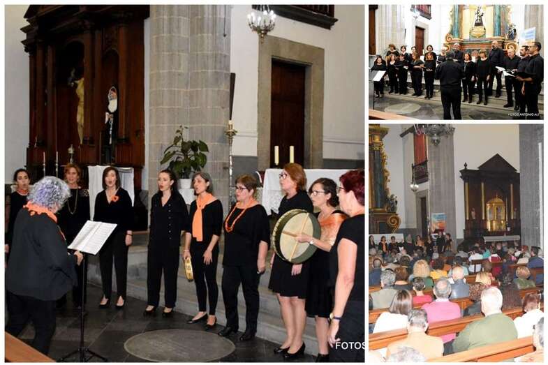 Diferentes momentos de la velada musical de esta noche en la iglesia de Los Llanos de Telde (Foto TA)